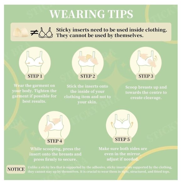 Sticky Bra Inserts Push Up - Double Sided Adhesive Breast Pads Sz Large - Picture 12 of 12